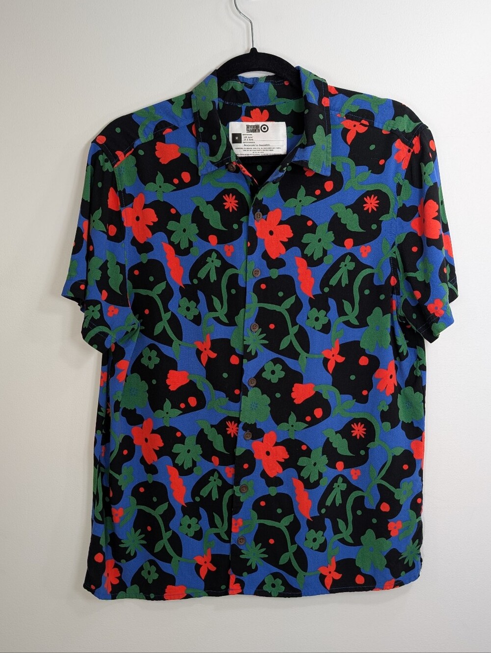 Target Latino Heritage Month Woven Short Sleeve Floral Button-Up Shirt Men's Med